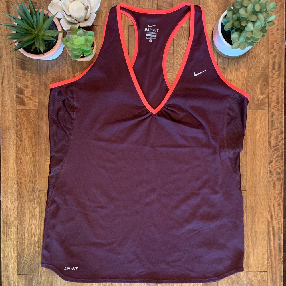 Nike Dri-fit Maroon Racerback V-neck Tank